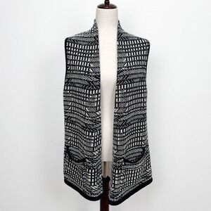 Angel of The North Anthropologie Sweater Womens Large Black Vest Knit Boho‎ Fall